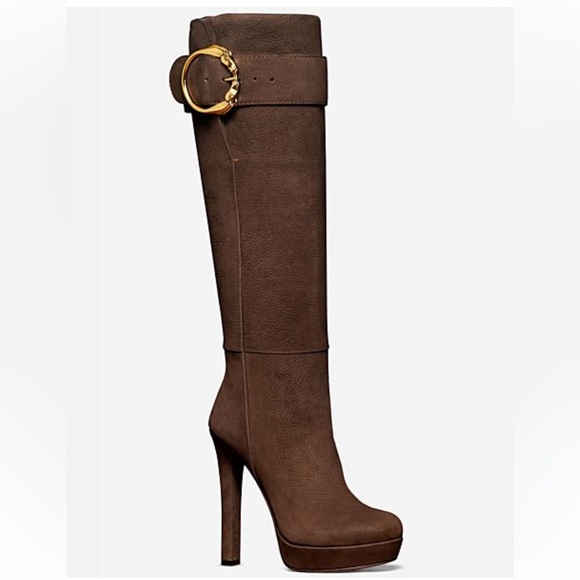 Gucci Shoes - Josephine Brown Leather Horsehead Horsebit Tall Platform Boots
